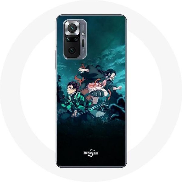 Xiaomi Redmi Note 10 Pro Handyhülle mit Demon Slayer Manga Design Tanjiro und Nezuko in Schwarz und Multicolour - Bild 1
