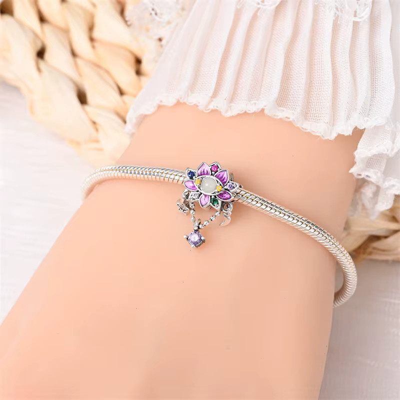 Charm Lotusblume Traumfänger, 925 Silber, Perle, Damen - Bild 2