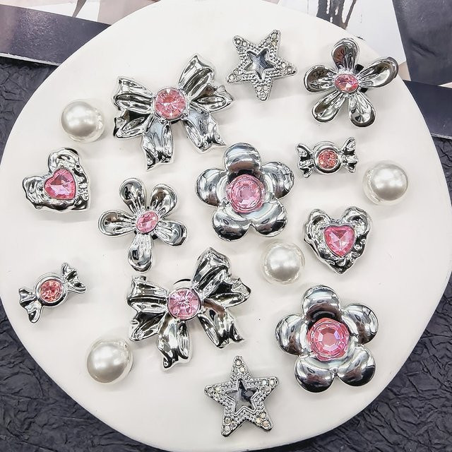 LIN KING Schuh-Charms-Set, Glitzer-Blumen-Schleifen, Herz und Stern, Unisex - Bild 1