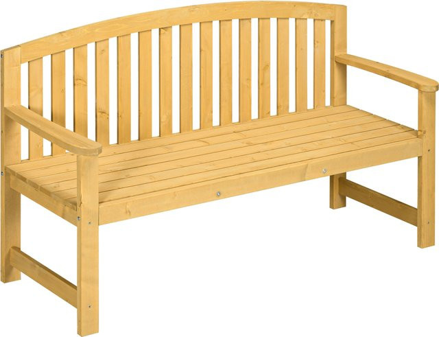 Outsunny 2-Sitzer Gartenbank aus Holz in Orange, wetterfeste Parkbank mit Rückenlehne für Garten, Balkon und Terrasse, B/T/H: 143 x 51 x 85 cm - Bild 1