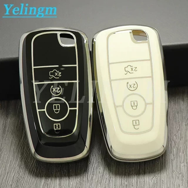 YELINGM 4-Tasten Schutzhülle für Autoschlüssel-Fernbedienung passend für Ford Explorer, Escape, Fusion, Bronco, F-150, Raptor, Sport, Edge und Lincoln Corsair - Bild 1