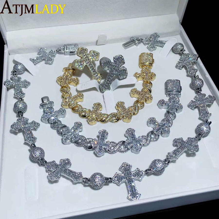 ATJMLADY Schmuck-Set, Halskette, Kreuz, Ring, Armband, Zirkonia, Silber, Unisex - Bild 5