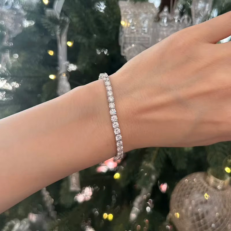 OEVAS Moissanit-Tennisarmband, 925 Silber, Bicolor, Unisex - Bild 5