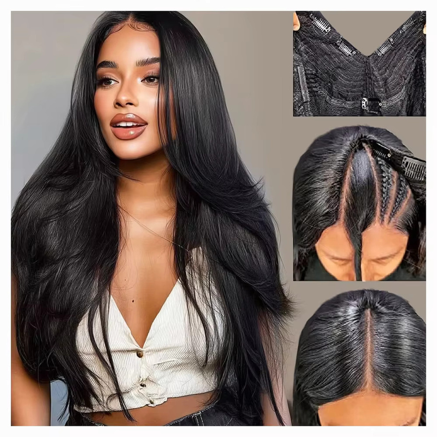 Fuduete V-Part-Perücke, 32 Zoll, Echthaar, Brasilianisches Haar, Damen - Bild 2