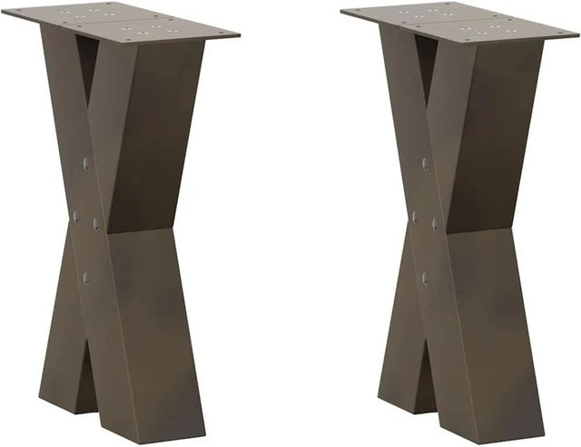 vidaXL Couchtischbeine X-Form aus Stahl, 2 Stück, Naturstahl, B/T/H: 28 x 43 x 43 cm - Bild 1