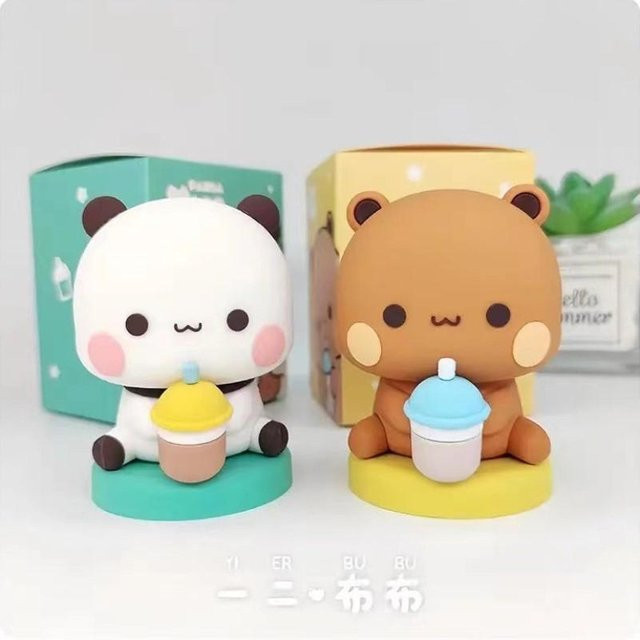 Rui Di Bubu Dudu Panda Bär Figur als kreatives Cartoon Modell in Weiß für Auto-Ornamente und Tischdekoration - Bild 1