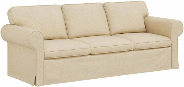 vidaXL Sofa in Creme mit modernem Design aus Stoff und Metall, B/T/H: 215 x 82 x 80 cm - Bild 1