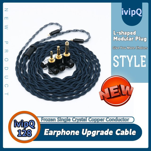 Ivipq Ersatzkabel für In-Ear Kopfhörer aus dunkelblauem Nylon mit gefrorenem Einkristall-Kupfer, 4-adrig, 3,5 mm Klinke zu 3-in-1 MMCX und 2-polig, passend für GK200 und F1Pro - Bild 1
