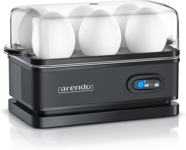 Arendo Eierkocher 6-fach aus Edelstahl in Schwarz mit 400 W und Warmhaltefunktion - Bild 1