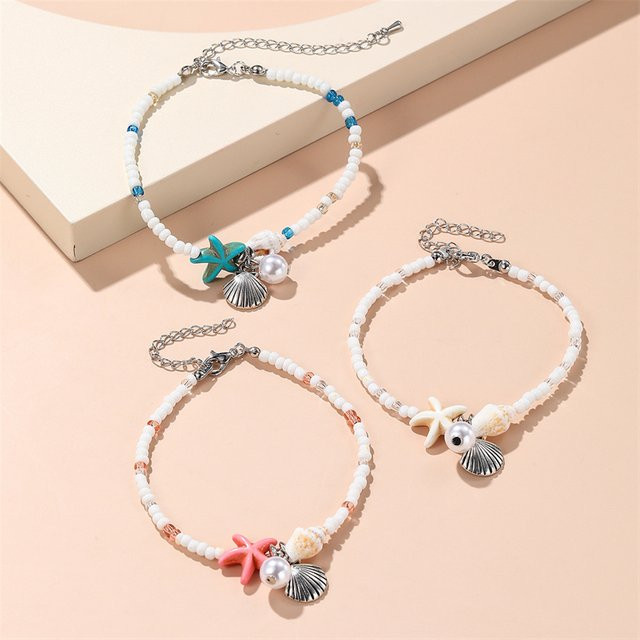 Rinhoo Armband, Perlen, Muschelanhänger, Damen und Herren - Bild 1