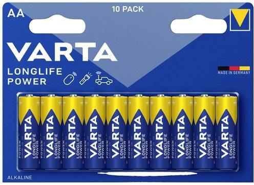 Varta LONGLIFE Power AA Alkaline-Mangan Batterien 1,5V, 10er Packung, Blau - Bild 1