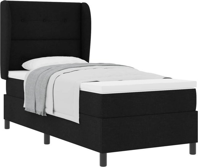 vidaXL Boxspringbett mit Matratze in Schwarz aus Stoff, Breite: 80 cm, Länge: 200 cm - Bild 1