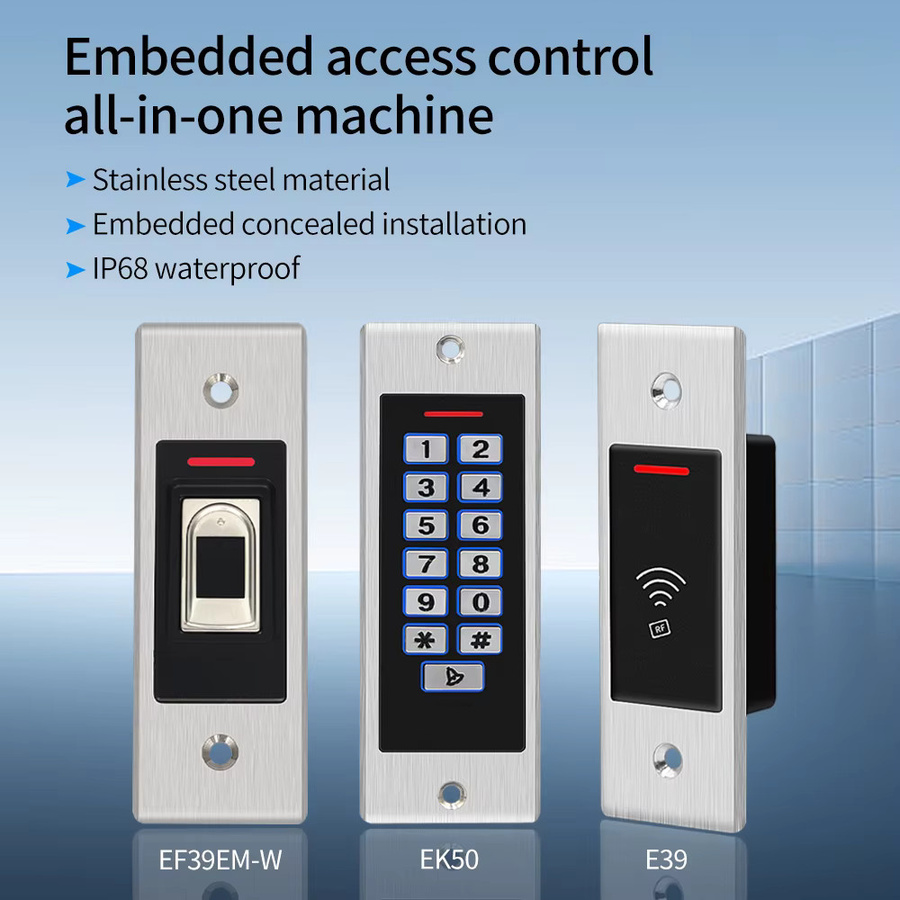 Asia-Teco Mini Embedded Fingerabdruck-Zugangskontrolltastatur aus Metall in Silber mit RFID 125 kHz und wasserdichtem Gehäuse - Bild 2