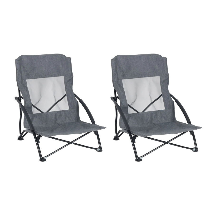 Relaxdays Strandstuhl 2er Set aus Metall und Polyester in Grau, faltbar mit Armlehnen, Höhe: 68 cm, Breite: 54 cm, Tiefe: 50 cm - Bild 2