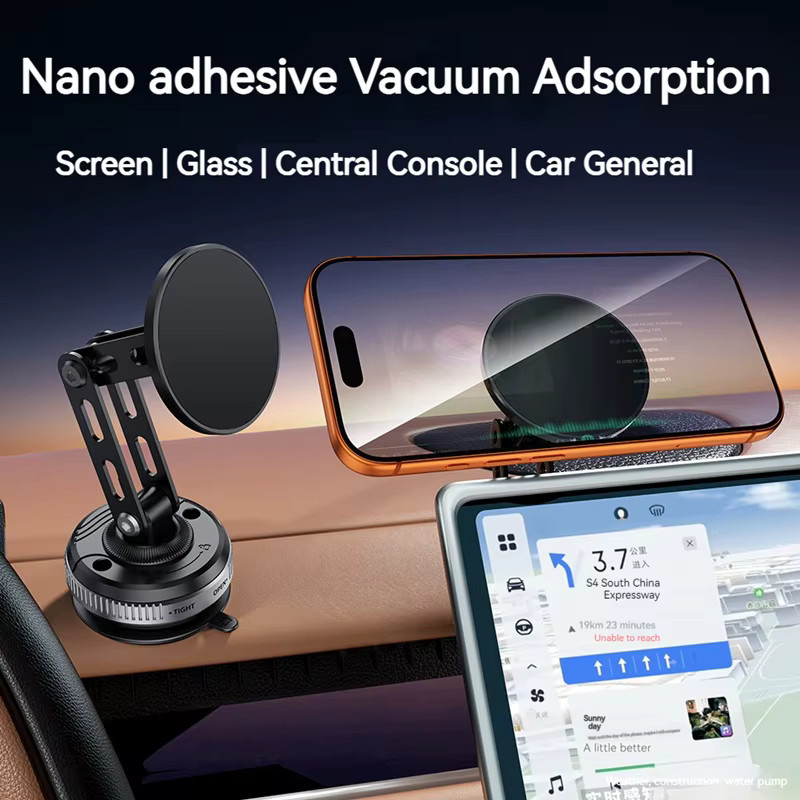 TONGDAYTECH Universeller Magnetischer Auto-Handyhalter mit Vakuum-Saugnapf, 360° Rotationshalterung und dreifach-achsiger Faltfunktion, Grau oder Schwarz - Bild 3