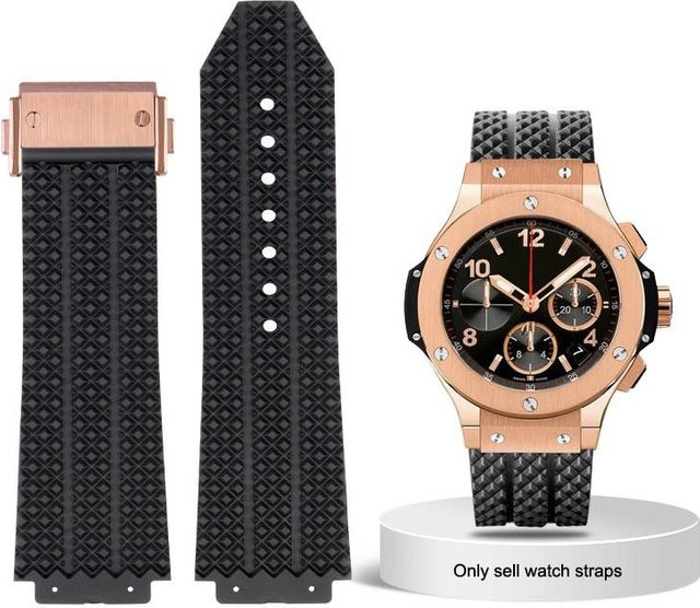 Uhrenarmband Hublot Big Bang Klassische Serie, Silikon, Schwarz, Blau, 25-19mm, Herren - Bild 1
