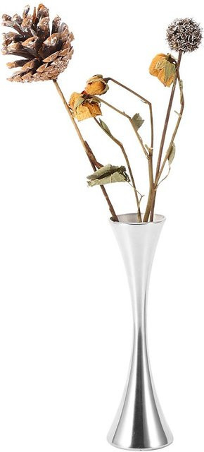 Moderne Blumenvase aus Edelstahl von mfySpace in Silber und Weiß für die Tischdekoration bei Hochzeiten - Bild 1