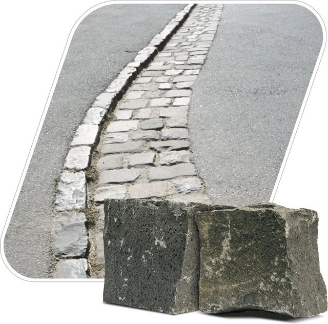 PALIGO Basaltpflaster Naturstein in Schwarz und Grau für den Garten, 1000 kg, B/H: 15 x 17 cm - Bild 1