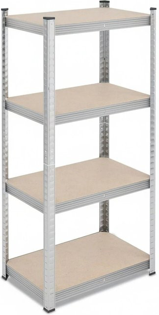 Relaxdays Schwerlastregal aus verzinktem Stahl in Silber, höhenverstellbar und teilbar, Höhe: 138 cm, Breite: 60 cm, Tiefe: 40 cm - Bild 1