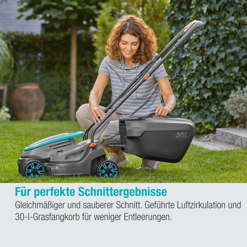 Gardena Akku-Rasenmäher PowerMax 32/18V P4A Ready-To-Use Set in Anthrazit/Grau/Türkis inkl. 4,0 Ah 18V POWER FOR ALL-Akku und Ladegerät B/T/H: 114 x 37 x 95 cm - Bild 2