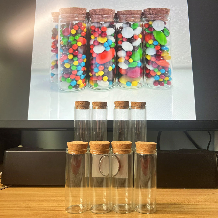 LYGIL Weihnachts-Glasflaschen mit Korkverschluss, transparent, 40 ml, B/T/H: 2,5 x 2,5 x 8 cm - Bild 4