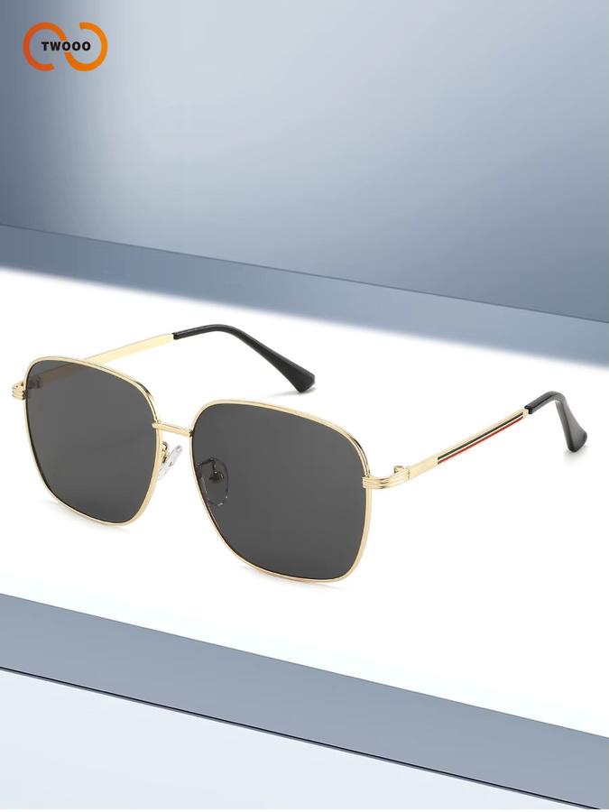 TWOOO Aviator Sonnenbrille, Vollrand, Metall, Gold, Unisex - Bild 3