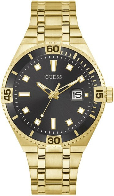 Guess Armbanduhr, Quarz, Edelstahl, Schwarz, Gold, 45 mm, Herren - Bild 1