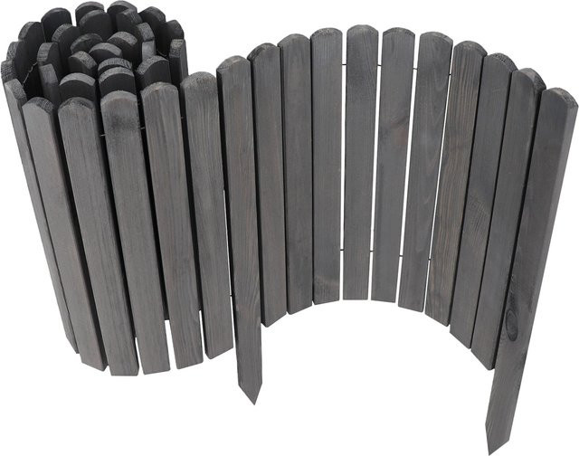 Aquagart Holz Rollzaun Grau Beeteinfassung und flexible Beetumrandung für Beet- und Rasenabgrenzungen sowie Wege, 3 Stück, Höhe: 10 cm, Länge: 200 cm - Bild 1