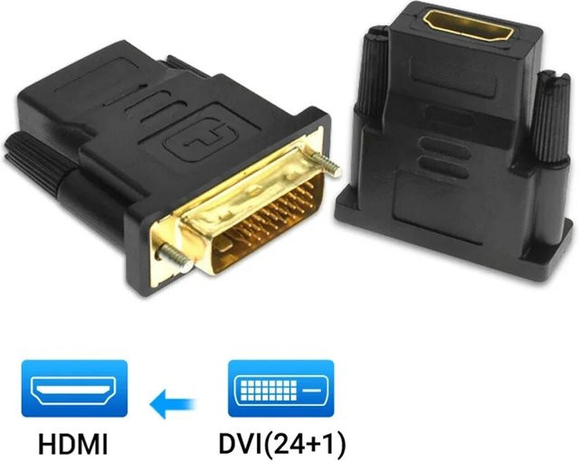 DVI zu HDMI Adapter DVI 24+1 auf HDMI Video Konverter in Schwarz für PC, HDTV und Projektor - Bild 1