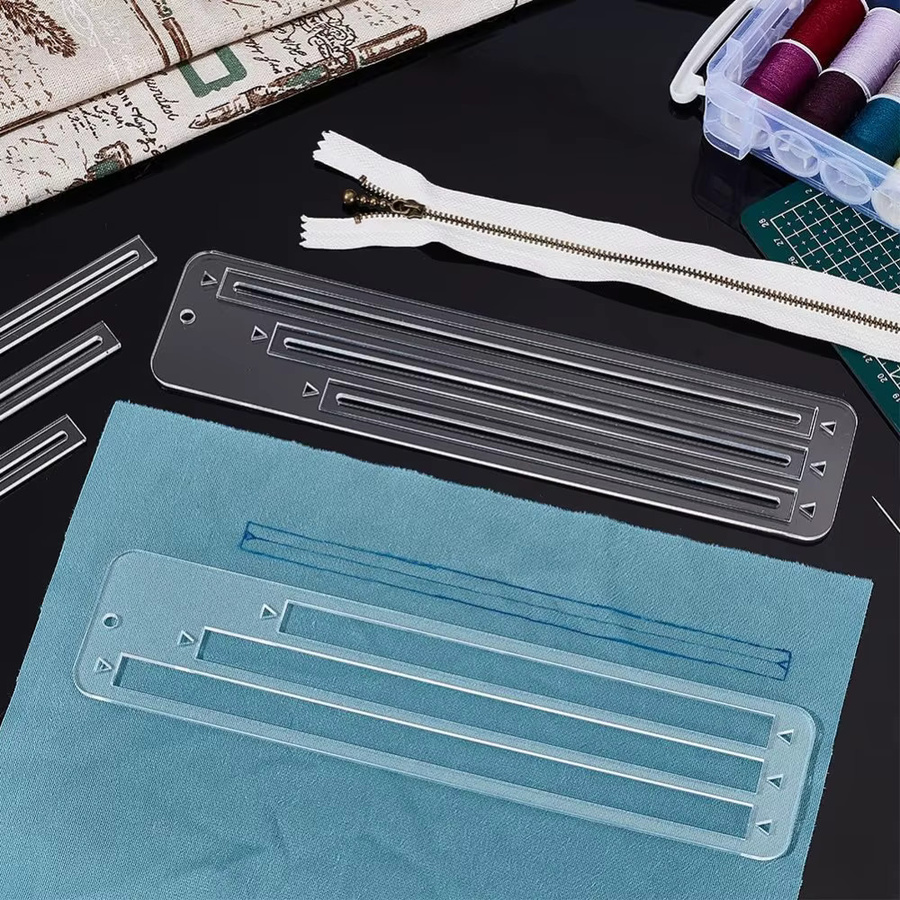 6er Set transparente Acryl-Reißverschlusstaschen-Vorlagen für die Herstellung von Geldbörsen und Jacken, Größen: 7 Zoll, 8 Zoll und 9 Zoll - Bild 2