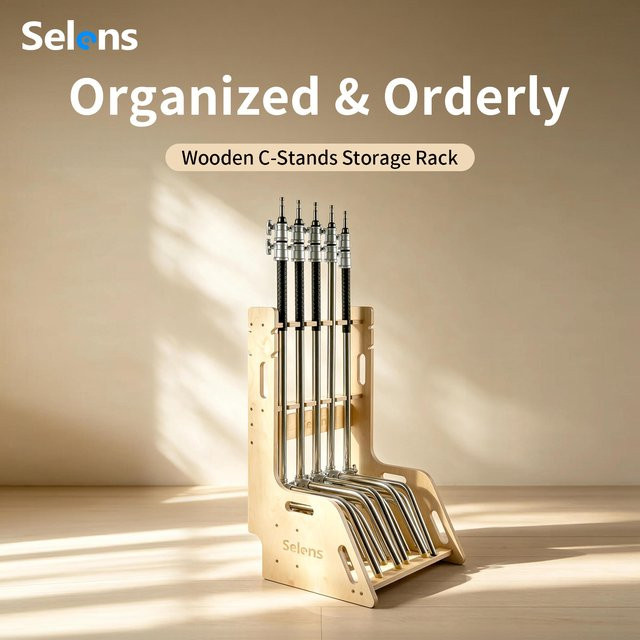 Selens Holz-C-Ständer Aufbewahrungsregal in Beige als Schwerlast-Lichtstativ-Organizer für dein Fotostudio und Videokit - Bild 1