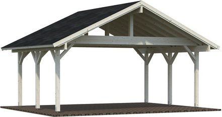 Doppelcarport Robert von PALMAKO aus Fichtenholz mit Satteldach in Natur-Beige, B/T: 635 x 510 cm - Bild 1