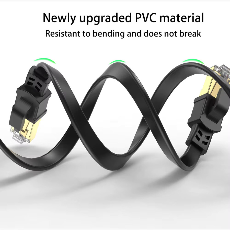 UGOURD CAT 8 Ethernet-Kabel flach mit RJ45 Anschluss für Modem, Router und PS5, Schwarz - Bild 4