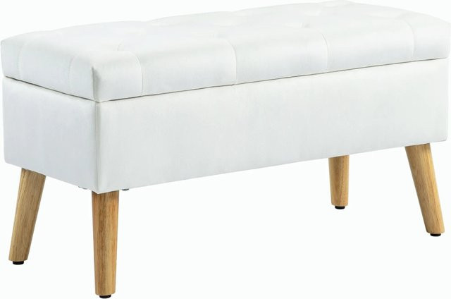 HOMCOM Sitzbank aus Samt und Polyester in Weiß, B/T/H: 120 x 35 x 40 cm - Bild 1