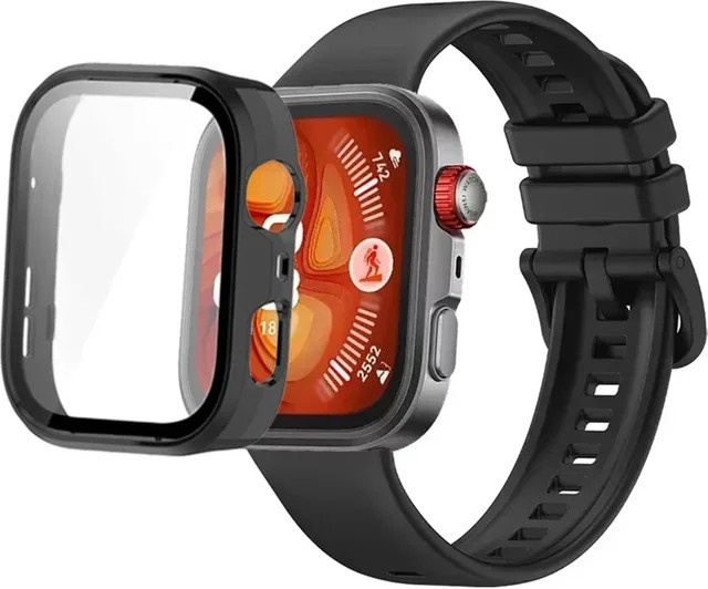 Huawei Uhrenarmband Silikon, Schwarz, für Huawei Uhr Fit 3/4/4 Pro - Bild 1