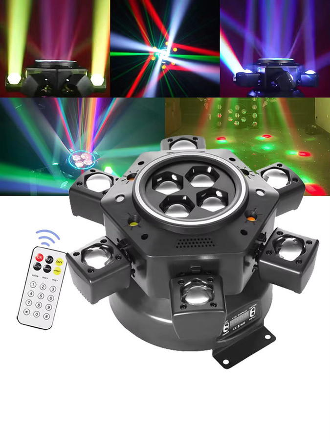 GVT Bee Eye Moving Head LED Bühnenbeleuchtung mit 6-Arm-Strahlen, Stroboskop und Lasereffekt, Multicolor - Bild 5