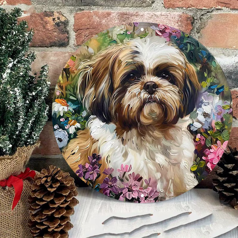 Rundes Aluminium-Wandschild mit Shih Tzu Hund Motiv von Potdemiel, Mehrfarbig, Durchmesser: 20,3 cm - Bild 5