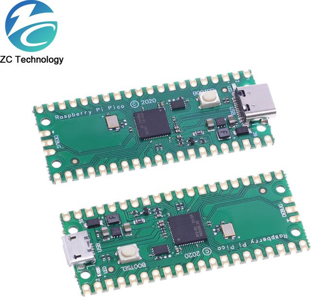 Raspberry Pi Pico Board RP2040 mit Dual-Core ARM Cortex-M0+ Prozessor, 264KB, USB-C und Micro-USB, Grün - Bild 1