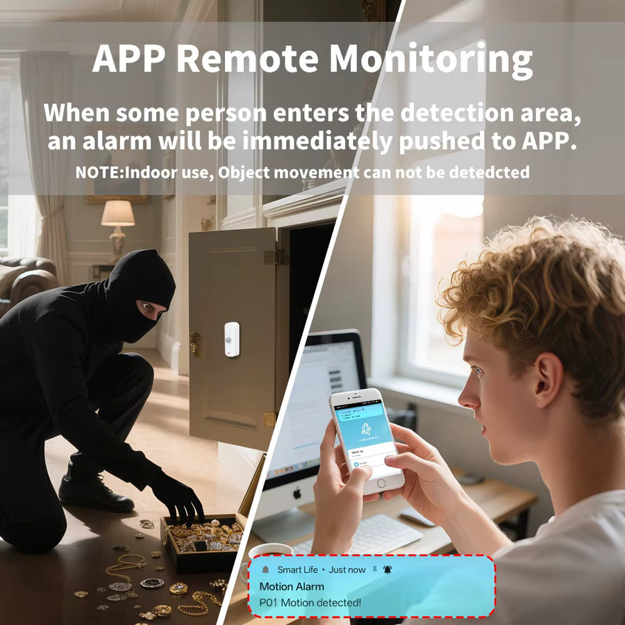 Tuya Zigbee WiFi Smart PIR Bewegungsmelder als Sicherheitsalarm mit Google Home und Alexa Kompatibilität, Weiß - Bild 2