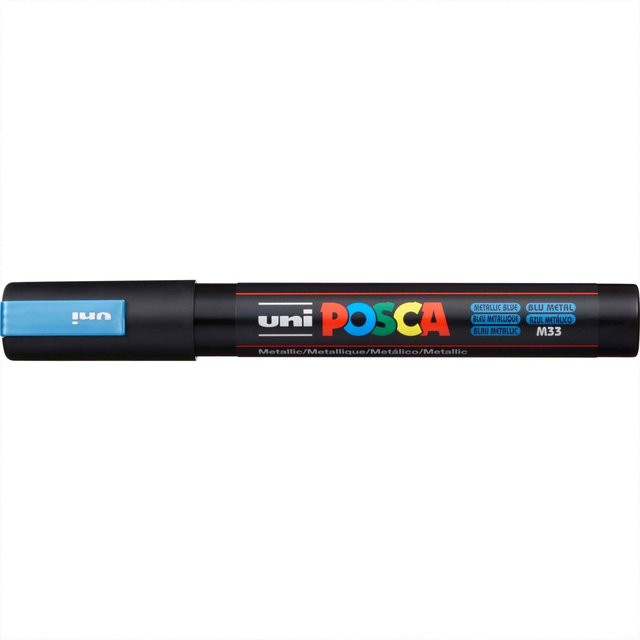 uni POSCA-Marker PC-5M Permanent Marker mit Pigmentfarbe in Blau-Metallic, Strichbreite 1,8-2,5 mm - Bild 1