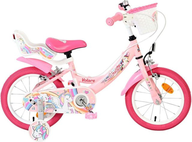 VOLARE Unicorn Kinderfahrrad, 14 Zoll, rosa, ohne Rücktrittbremse - Bild 1