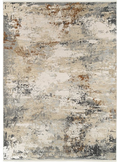Teppich LOTUS OASIS im Vintage-Stil, rechteckig, Mischgewebe aus Viskose und Polyacryl, Farben: beige, grau, braun - Bild 1