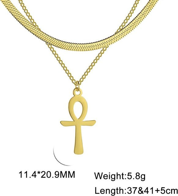 YULIN Halskette Edelstahl, Ankh Kreuz, Damen, 40-45cm - Bild 1