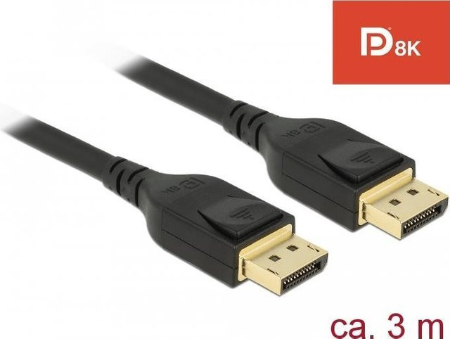 Delock DisplayPort Kabel 1.4 mit 8K Unterstützung, DisplayPort auf DisplayPort, Schwarz, Länge: 3 m - Bild 2