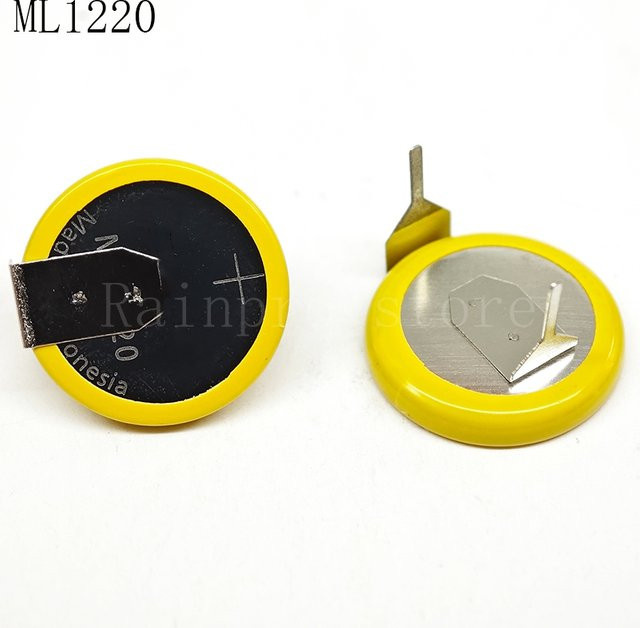 Rainpro 2er-Set Ml1220 3V Li-Ion Knopfzellen mit Pins, wiederaufladbare Batterien in Gelb - Bild 1