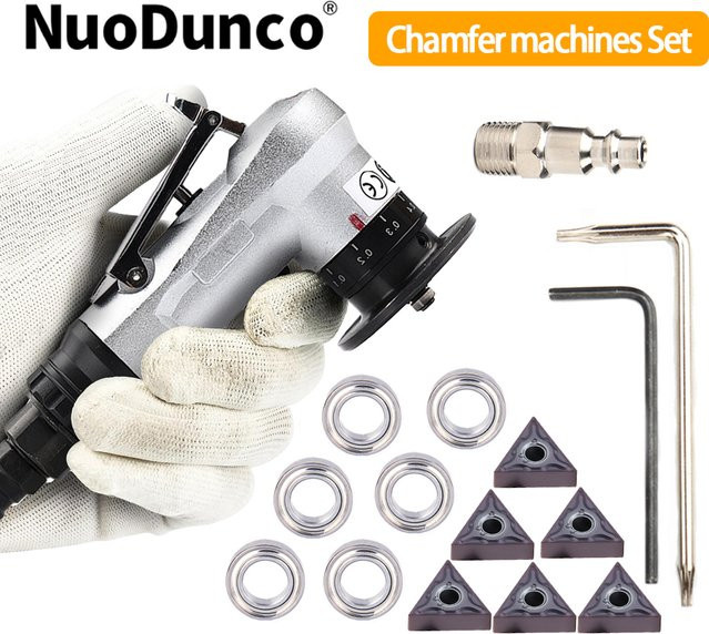 NuoDunco Mini pneumatische Anfasmaschine 45 Grad mit Ersatzklingen und Lager für tragbares Entgraten und Abschrägen - Bild 1