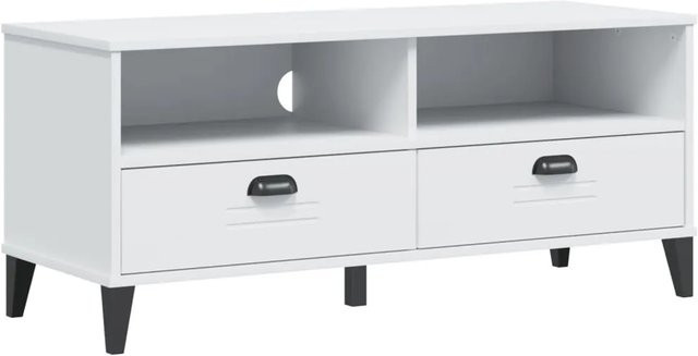vidaXL TV-Schrank VIKEN in Weiß, moderner Wohnzimmerschrank aus Holzwerkstoff mit mattem Finish, B/T/H: 106,0 x 40,0 x 46,5 cm - Bild 1