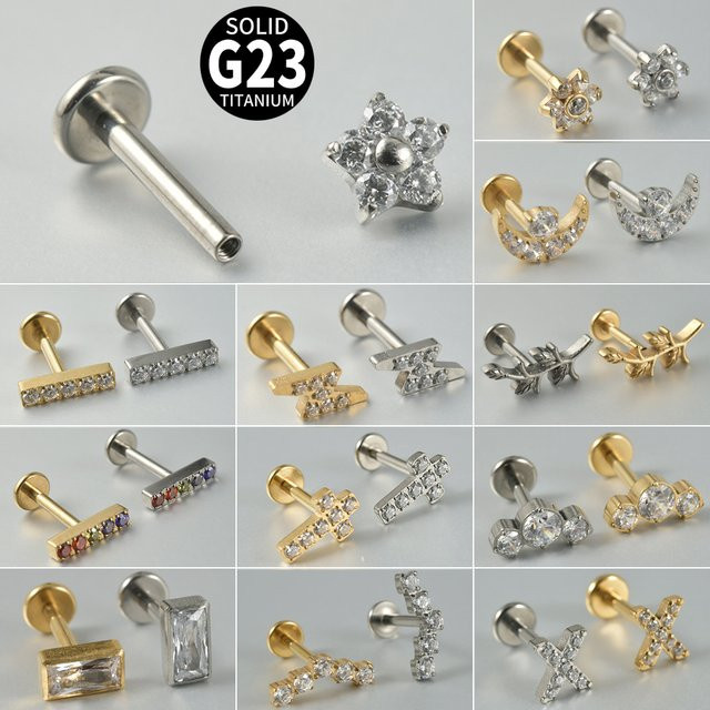 tajam Ohrring Titan, Zirkonia, Silber, Unisex, 1,2x8mm - Bild 1
