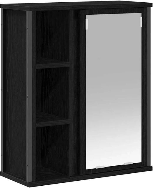 vidaXL Bad-Wandschrank mit Spiegel in Schwarz und Eichen-Optik, B/T/H: 50 x 21 x 60 cm - Bild 1