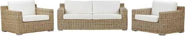 Beliani Lounge Set ARDEA Polyrattan in Weiss mit Polsterkissen für Garten und Terrasse B/T/H: 194 x 90 x 70 cm - Bild 1